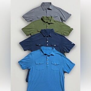 Lot Of 4 Kuhl Shadow Polo Shirt Mens M Short Sleeve Performance Outdoor Hiking